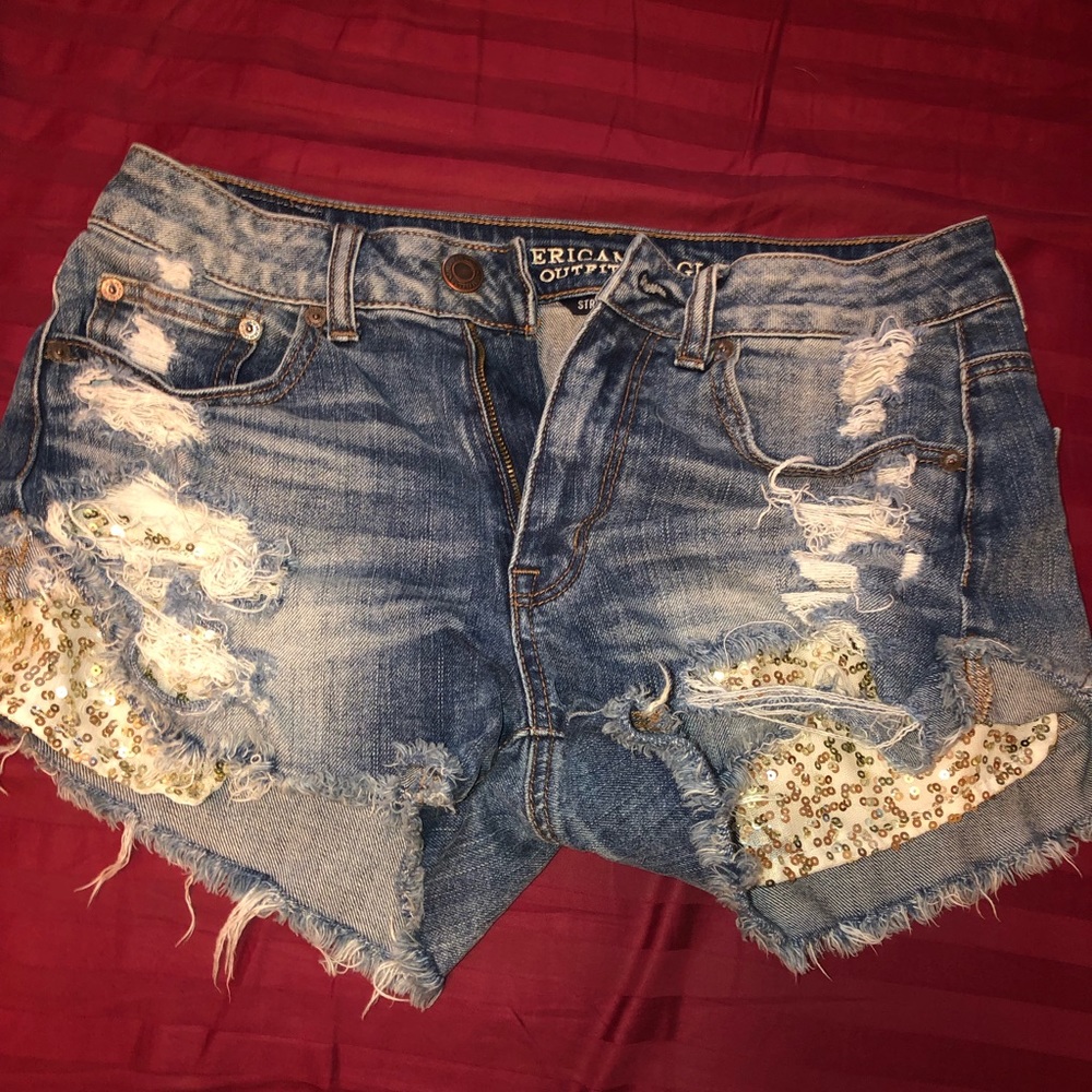 American Eagle high rise festive shorts